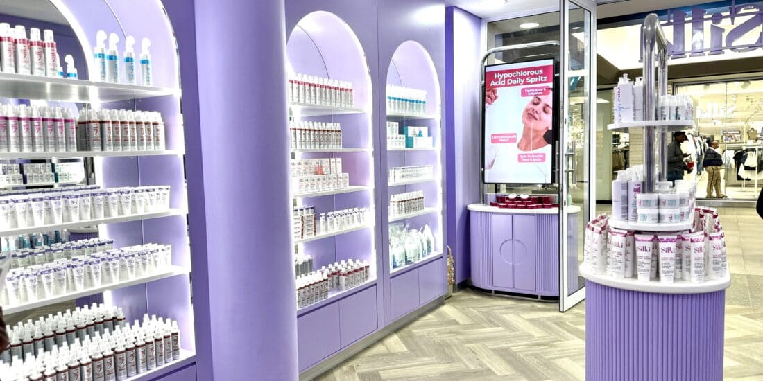 Retail interior design for beauty brands – Silki Somerset Mall store entrance